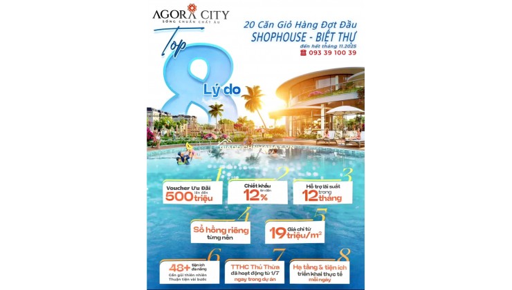 VŨ 0933910039 TOP 8 NHÀ ĐẦU TƯ CHỌN AGORA CITY – CƠ HỘI VÀNG TRƯỚC NGƯỠNG TĂNG GIÁ: 19 tr/m2 (V)